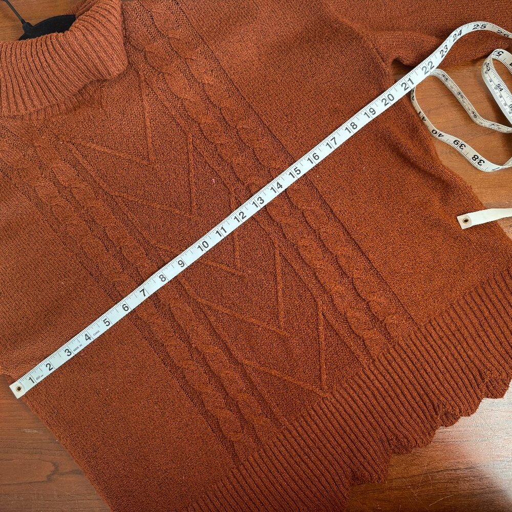 🤎 Belldini Cable Knit Turtleneck Sweater – Rust / Burnt Orange – Size M - Picture 4 of 7
